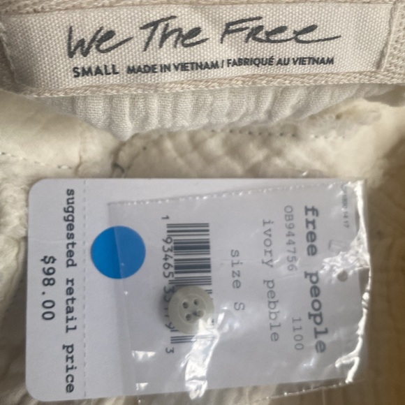 (A11) Free People Moving Mountains Front Tie Button, Size Small, NWT - Picture 4 of 8